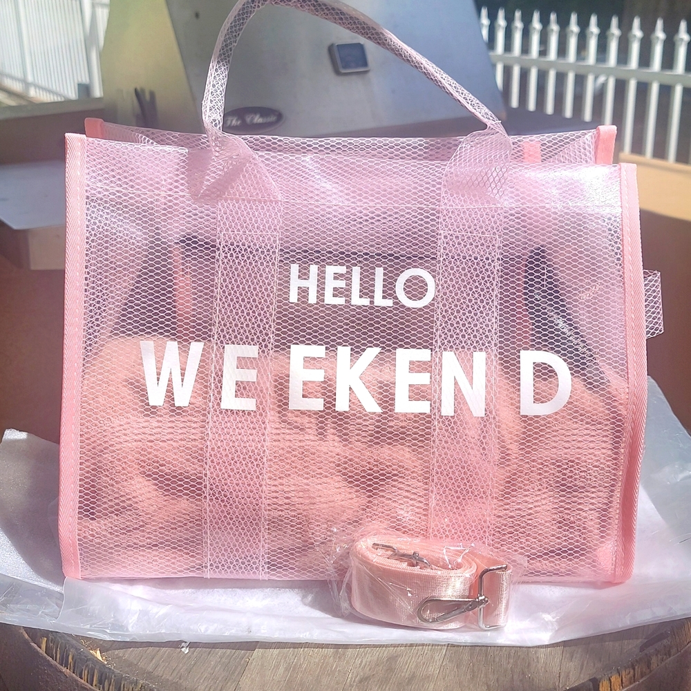 Beautiful Transparent Tote Bags Large Capacity. Simple Letter Print Shoulder Bag
